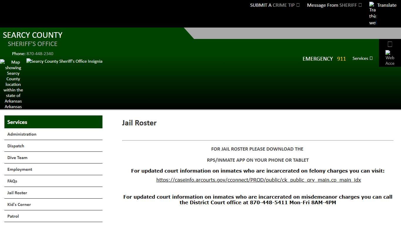 Jail Roster Searcy County AR Sheriff