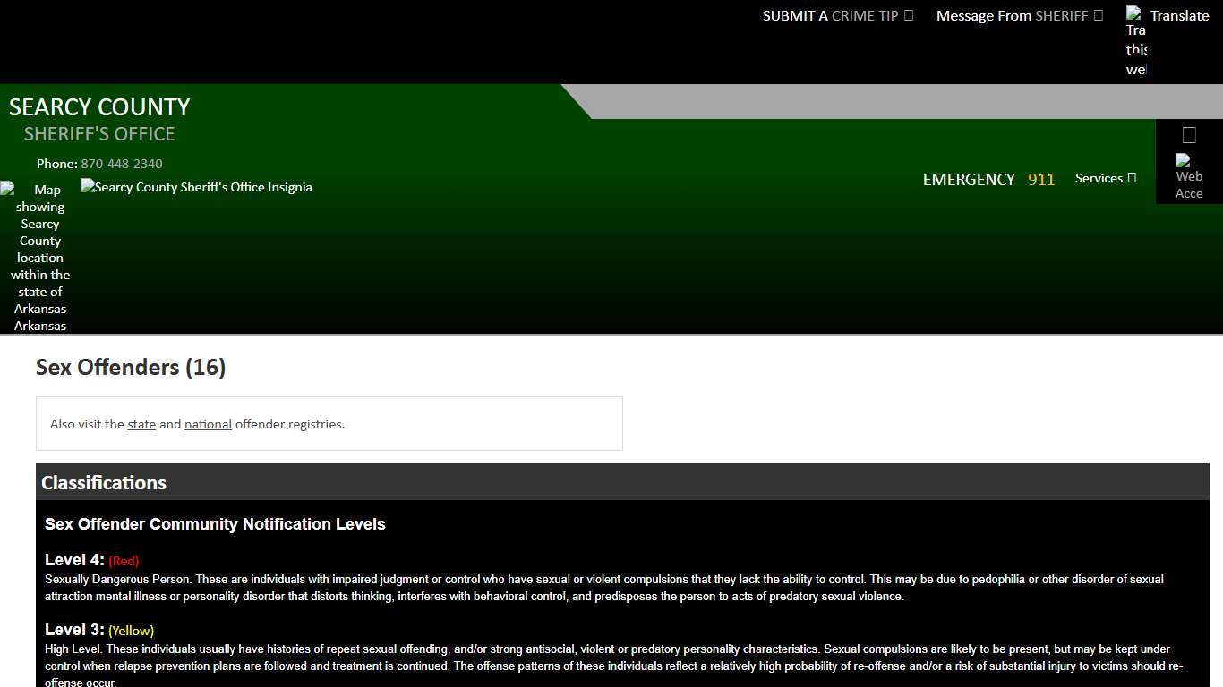 Sex Offenders List - Searcy County AR Sheriff