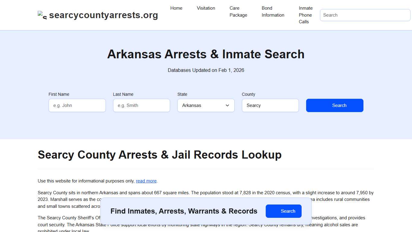 Searcy County, AR Arrests, Warrants, Police Records Search